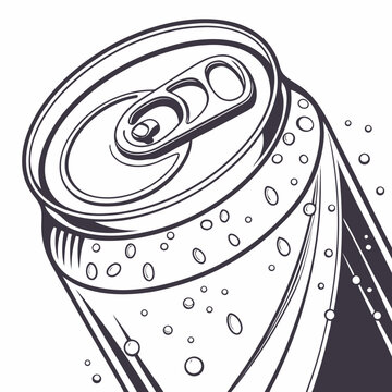 Cold soda can with droplets isolated on white background vector illustration