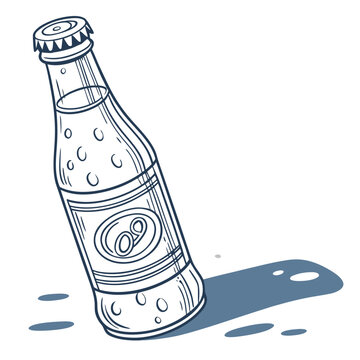 Chilled glass soda bottle isolated on white background vector illustration
