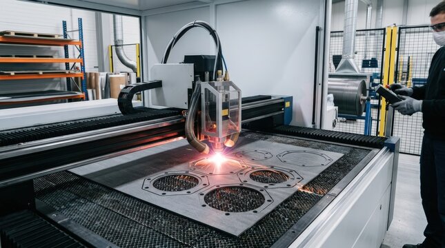 Laser cutting fiber ordnance gaskets in a controlled factory environment focusing on fast accurate cuts for highperformance sealing liners.