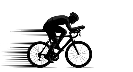 Naklejka premium Silhouette of cyclist riding bicycle quickly.