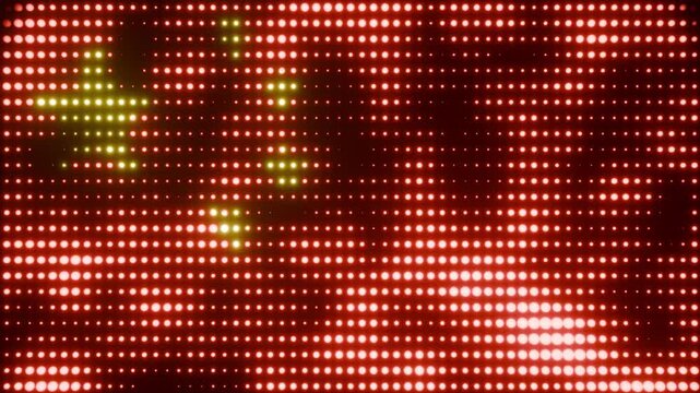 3D animated background of the Chinese flag made of glowing, moving neon dots as a seamless loop.