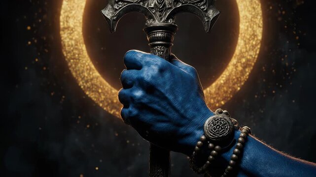 Lord Shiva Trident with Cosmic Eclipse Background