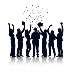Fototapeta premium A group of people celebrating with confetti in a vector graphic illustration