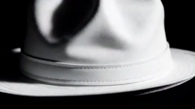 Close up of a white fedora hat fabric texture