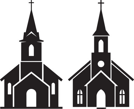 Two silhouette churches with crosses on steeples place of worship white background religious building silhouette building architecture religion christianity structure exterior traditional