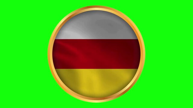South Ossetia Round Framed National Wavy Flag Circular Blowing Flag of South Ossetia