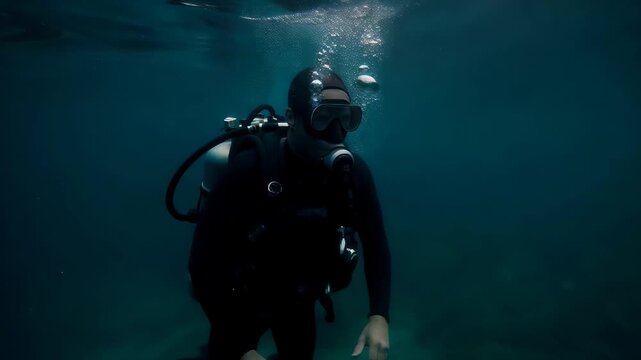 A scuba diver exploring the vibrant underwater world in the ocean, surrounded by colorful marine life.
