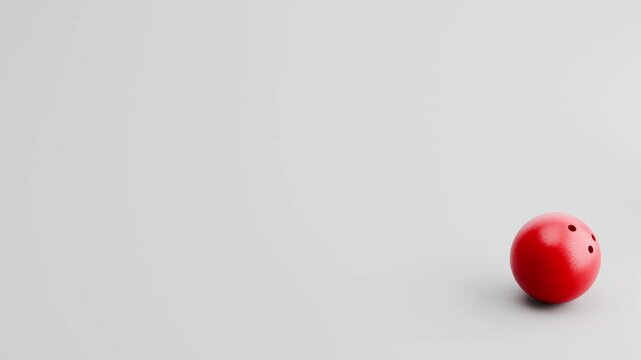 Bowling Ball Rolling Left to Right and Right to Left, on Light Gray Background with Copy Space, 3D Animation