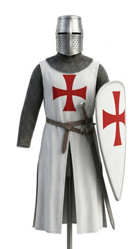 Medieval Crusader Knight In Full Armor Costume