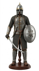 Naklejka premium Medieval Warrior in Full Armor with Shield