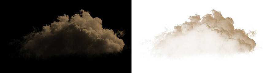 Cloud shaped like a layer of brown smoke floating on a transparent background during daytime © Liubov
