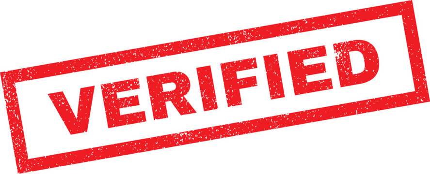 Red verified stamp on white background for approval and authentication