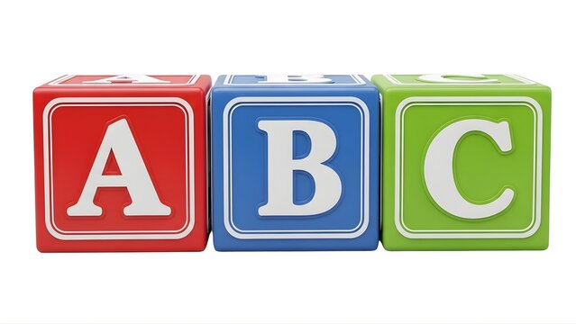 Colorful wooden alphabet blocks for learning and education in a bright setting