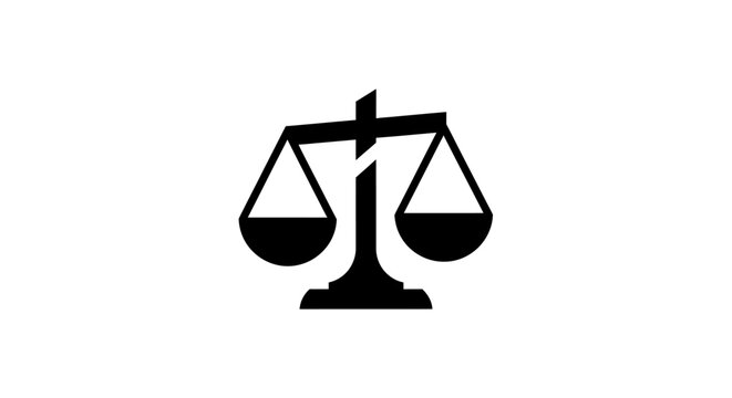 Black silhouette of a justice scale symbol representing balance and law.