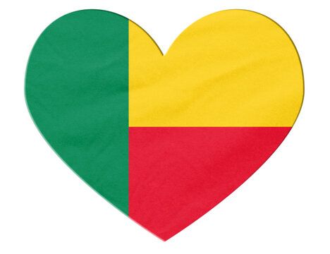 Benin flag heart shape showing love country