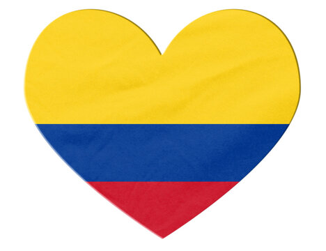 Colombia flag forming heart shape with transparent background