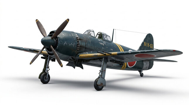 Vintage Japanese Military Aircraft Against White Background