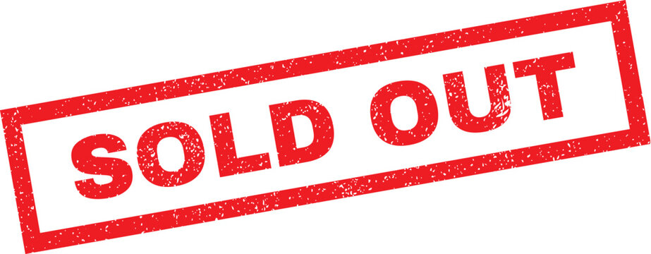 Red sold out stamp on white background for business signage