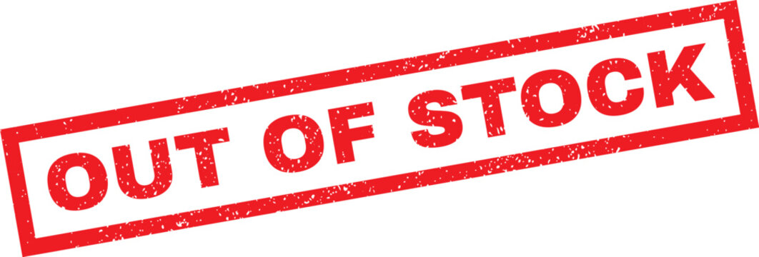 Red out of stock stamp on white background for inventory management
