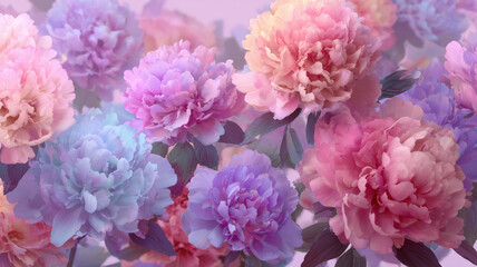 Fototapeta premium Pink peonies frame background 