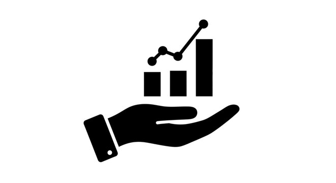 Growth in hand a black silhouette depicting business success and financial progress concept