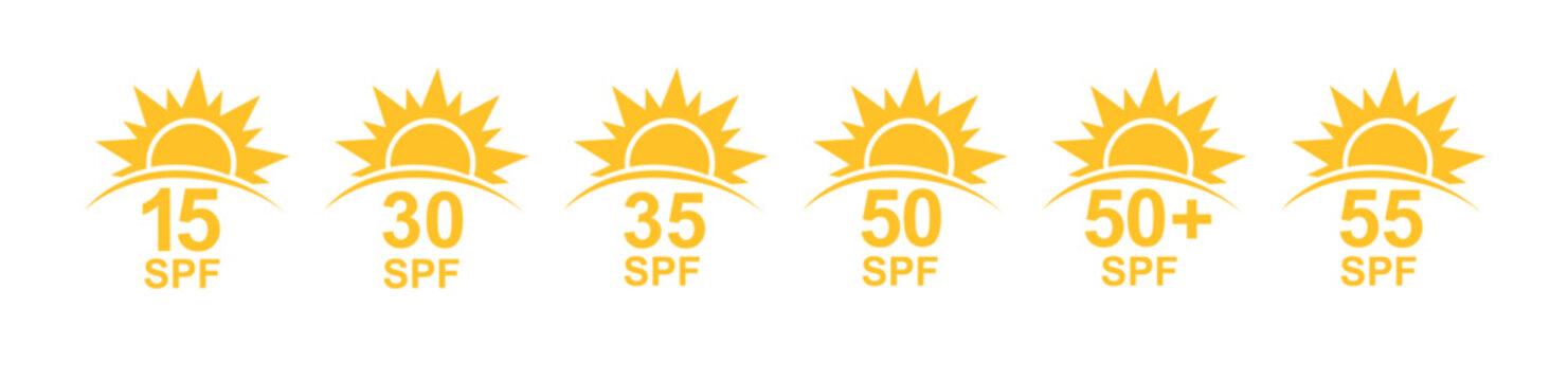 SPF 50 icon. Sun protection for skin. UVA UVB sunscreen protection. SPF icon for or skin cosmetics packaging. Vector