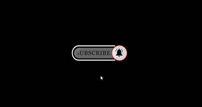 Subscribe button for video overlay click animation. Subscribe and  bell notification button subscribe to channel on a transparent background animation