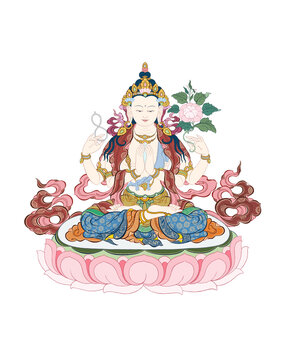 Avalokiteshwara (Chenrezig) Tibetan Thangka 
