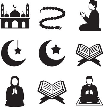 Iconic symbols and practices associated with islamic culture and faith