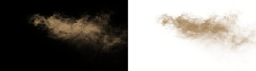 Brown smoke drifting on a transparent background in a simple design showing movement and flow © Liubov