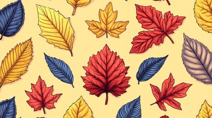 Obraz premium Autumn Leaf Pattern Vibrant and Colorful Design