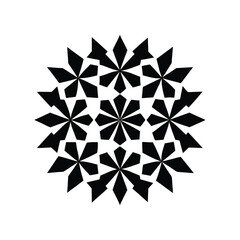 Obraz premium Intricate black geometric snowflake pattern, abstract symmetrical design