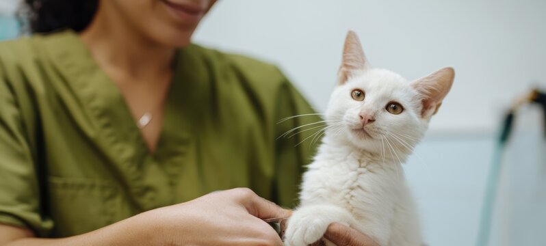 Veterinarian with Cat in Clinic