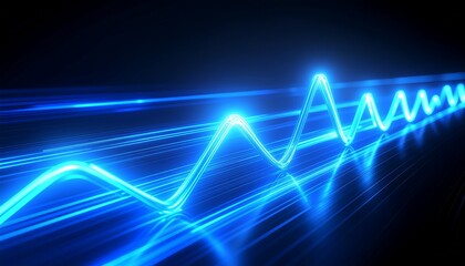 Fototapeta premium Futuristic Blue Glowing Waveform Pulse Technology Background