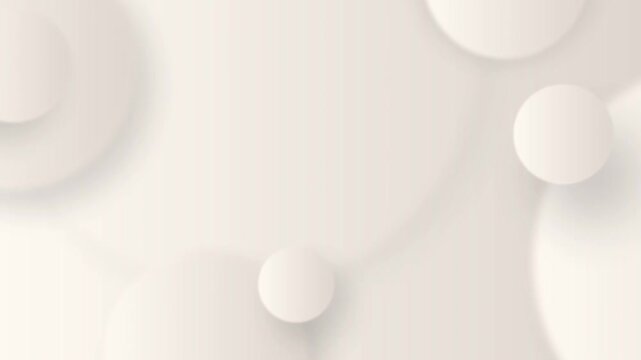A video showcasing a minimalist white background with 3D spheres in motion
