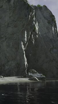 Smooth rocks rise dramatically from the tranquil water, creating a stunning landscape. The soft light captures the beauty of nature, inviting peaceful contemplation and wonder at this hidden paradise.