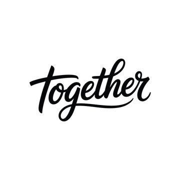 The word together is displayed in elegant flowing black calligraphy