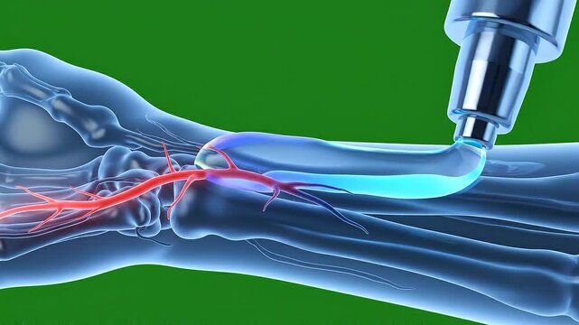 Medical Animation Illustrating Extracorporeal Shock Wave Therapy ESWT for Nerve Regeneration and Pain Relief