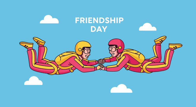 Skydiving Friends Celebrating Friendship Day Together In The Air