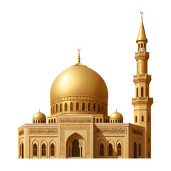 Obraz premium A large mosque with a dome and minaret isolated on white background