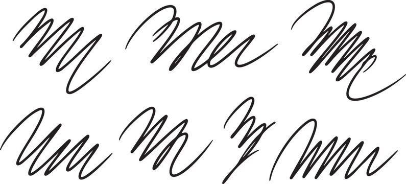 Handwritten signatures black ink scribbles