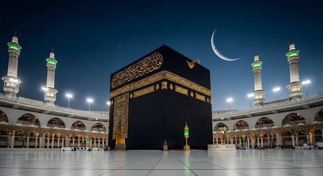 Eid al adha mubarak the sacred kaaba during the holy eid festival holiday
