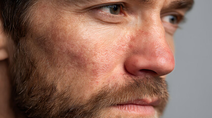 Fototapeta premium A man with a beard and a red mark on his nose