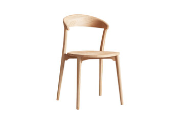 Fototapeta premium Minimalist wooden chair with curved back, four legs, and a circular seat, isolated on black