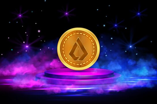 lisk-lsk virtual currency image in the digital background. 3d illustrations.