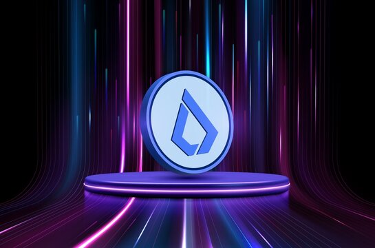 lisk-lsk virtual currency image in the digital background. 3d illustrations.