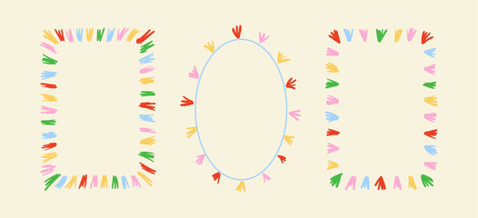 Set of colorful frames with brush strokes. Vector hand drawn abstract borders. Festive artistic cliparts for greeting cards, posters and invitations © Felizabeth