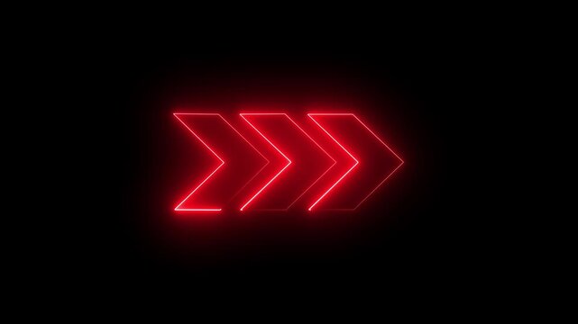 Neon arrow icon with dark background 4k motion video animation .