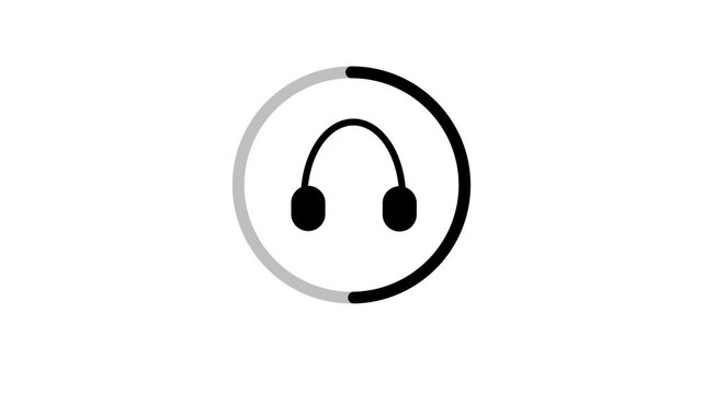 Headphones icon jumping inside circle . Headphones icon in circle isolated on White background.Music video elements.