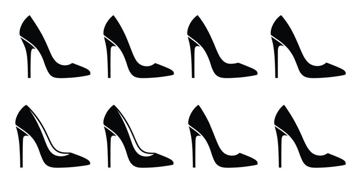 Array of classic stiletto high heel silhouettes for fashion design and shopping related advertising